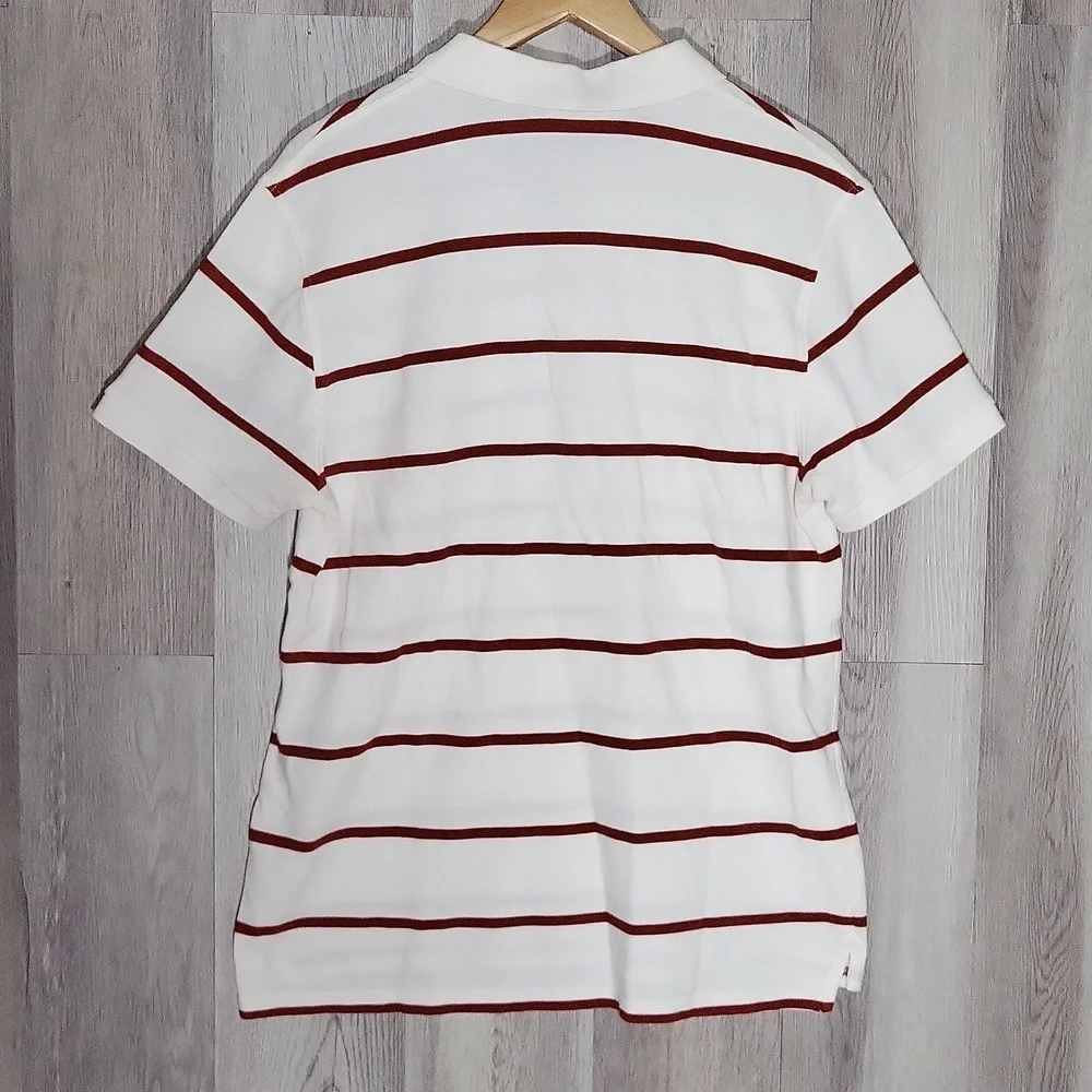 J Crew Mens Large Polo Striped Collar‎ Short Sleeve Cotton Preppy Classic